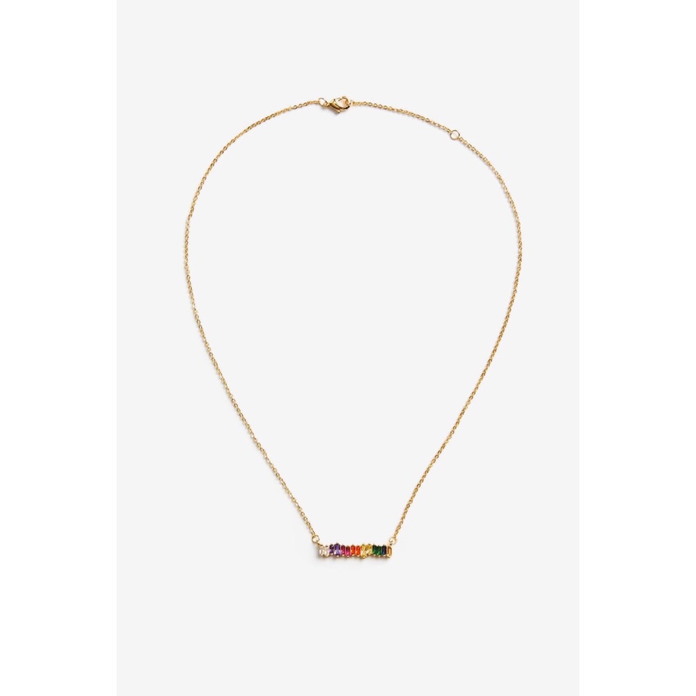 Dainty Rainbow Gemstone Gold Chain Necklace 🌈 - Picture 2 of 2